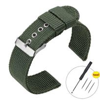 Nailoninės laikrodžio apyrankės 16mm 18mm 20mm 24mm Armijos pintas elastinis dirželis 22mm Seiko dirželiui Apyrankė Karinis vyriškas sportinis laikrodžio dirželis 16mm&Gold buckle black