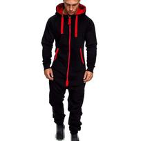 Hooded Men's Long Sleeve Camouflage Onesie Jumpsuit For Casual Wear** Black,L black