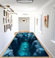 Vizualus 3D kilimas Mėlyna vandens duobė Uolos svetainė Miegamasis Pilnas kilimas 3D vizualinė iliuzija Pėdos kilimėlis Namų dekoracija 40x60cm white