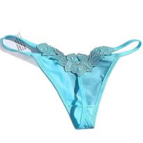 Lace Patchwork Low-Rise Triangle Thong for Women L mėlyna