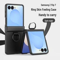 Samsung Galaxy Z Flip 6/7 Solid Color Skin-Feel Case with Finger Ring Buckle Samsung Z Flip 7