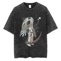 Soul Eater Manga Death The Kid Print T-shirt Vintage Washed Streetwear Men Women Casual Oversized Summer Cotton Graphic Tee XL black