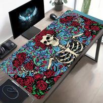 Horror Skull Skeleton Extended Desk Mat Non Slip Rubber Base Stitched Edge Gaming Keyboard Table Mat For Laptop Office Gamers 800x300x2mm gray
