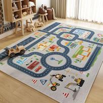 Parking Lot Carpet, Children's Reading Area Play Mat, Living Room & Bedroom Crawling Mat, Toy & Game Area Floor Mat 60x90cm mėlyna