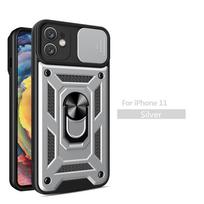 For iPhone 11 Case iPhone 12 Pro max Cover iPhone 12 mini Magnetic Ring Holder Armor Phone Case Slide Camera Protect Back Cover iPhone 12 mini black