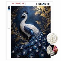 5D Pearl Kit Majestic Peacock Design DIY Enamel Ornaments for Home Wall Decoration Stress Relief Handmade Gift Frameless 30x40cm gray