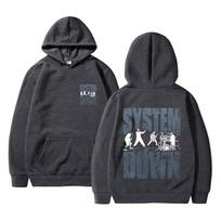 90-ųjų Vintažinis Roko Grupės System of A Down Spaudinys Su Gobtuvu Unisex Laisvalaikio Megztinis Vyrams Moterims Alternatyvios Metalo Muzikos Megztiniai Su Gobtuvu M tamsiai pilka spalva