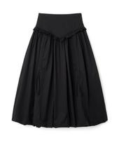 Milo Woman Balloon Shirred Maxi Skirt [Black] White/M black