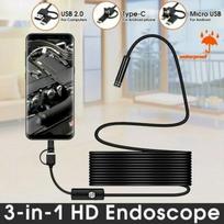 HD 5m/10m 3in1 Vandeniui atsparus endoskopas USB Type-C Boreskopas Tikrinimo kamera Android įrenginiams 2 M juoda