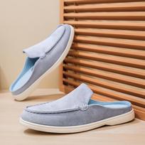 Fashion One Foot Set Lazy Shoes Suede Men'S Casual Single Shoes Men'S Half Slippers 42 dangaus mėlyna spalva