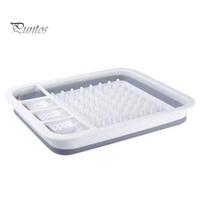 Foldable Kitchen Organizer Dish Drying Rack with Drainboard Portable Drainer for Flexible Counter Collapsible Sink Basket RV Camping Use Removable 1pc white