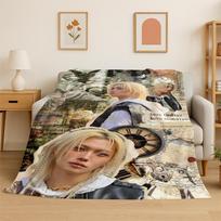 Kpop Felix Stray Kids Muzikinė flanelinė antklodė Minkšta šilta antklodė miegamajam svetainei lovai kelionėms stovyklavimui iškylai Dovana 100x150cm