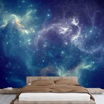 Nebula Galaxy Space Wall Mural Deep Blue Cosmic Star Cloud Wallpaper Room Decor 400 cm(W) x 280 cm(H)
