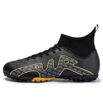 Men's and women's breathable and comfortable sports and leisure FG high-top long nails broken nails football shoes grass game large size 44 black
