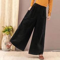 Moteriškos velvetinės plačios kelnės Vientisos retro ilgos kelnės moteriškos laisvos rudos spalvos XXL juoda