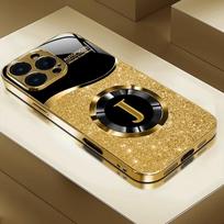 Blizgančio raidės J rašto aukso metalo dažų stiklinis telefono dėklas, skirtas iPhone 17 Pro Max 16 15 14 13 12 11 17Air 15 14 Plus 16E iPhone 15 Pro Max black