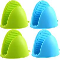 4pcs Oven Glove Thicken Silicone Pot Holder Mini Oven Mitts Heat Resistant Pinch Covers for Baking Kitchen Cooking BBQ  Grilling blue