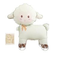 Self Walking Cartoon Sheep Foil Balloon with Wheels Standing Lamb Balloon for Kids Birthday Party Photo Props smėlis