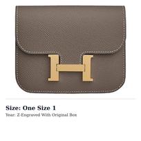 HERMES Constance Slim Gold tone Lock Epsom Calfskin Clutch, Shoulder Bag, Crossbody Bag, Wallet, Fanny Pack Women's H082060CC8F One Size 1 gray