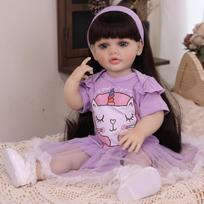 Realistic 55cm Reborn Girl Doll Full Silicone Vinyl Bathe Newborn Babies Dolls Kids Playmates Christmas Halloween Decoration Gifts 22 inch about 55 cm gray
