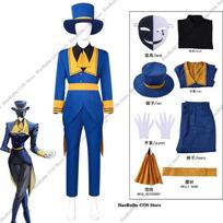 Laisvalaikio cirko daktaras Harlekino bilietų tikrintojas Cosplay kostiumas Skrybėlė Kaukė Pirštinės Rekvizitas Vyriškas klouno uniforma Helovino karnavalo drabužiai S blue
