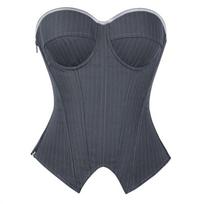 Moterims S Dėmėtas Su lankeliais Bustier Korsetas Kūno formavimo drabužis Užtrauktukas priekyje S pilka