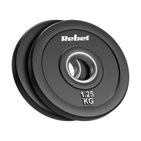 Olimpiniai gumuoti svarmenys BUMPER rinkinys 2x1.25kg, skylės skersmuo 51 mm, REBEL ACTIVE