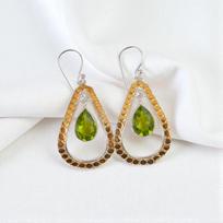 Rare Peridot Gemstone 925 Sterling Silver Jewelry Handmade Dangle Earrings 2.27  EE-82-5 beige
