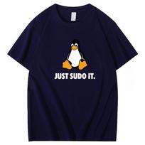 Just Sudo It TShirt Funny for Men Linux Operating System Penguin Clothing Style Tops Short Sleeve T-Shirts Summer Breathable Top 4XL black