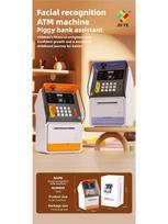 Išmani pinigų dėžutė-bankomatas su veido atpažinimu ir slaptažodžiu, automatinis monetų įmetėjas - Vaikų žaislų seifas brown