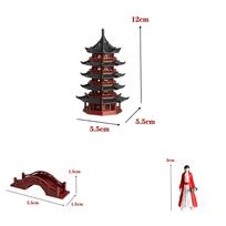 Chinese Ancient Architecture Bonsai: Micro Landscape Fish Tank Rockery Ornaments black