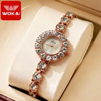 Wokai Exquisite Mermaid Chain Luxury Diamond Women's Wristwatch Silver (without box) white