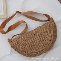 Forest Lazy Style Crossbody Bag Bohemian Handmade Grass Woven Bag Leisure Vacation Beach Women's Woven Dumpling Handbag New ruda