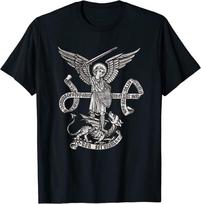 Šv. Mykolo arkangelo katalikų angelas „Gink mus“ unisex marškinėliai 5XL įvairiaspalvis