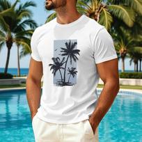 Men's Summer Casual Short Sleeve T-Shirt Hawaiian Print Crew Neck Quick Dry Breathable Sun Protection Ice Silk Fabric Top XL balta