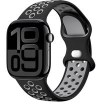 Silikoninis dirželis Apple Watch 11 10 9 8 7 46mm 45mm 42mm 41mm Ultra 3/2 49mm Kvėpuojantis apyrankė iWatch 6 5 4 SE 44mm Series 11-10 46mm juoda pilka spalva
