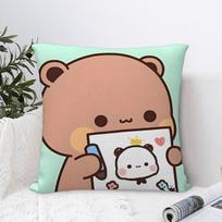 Cartoon Cute Bubu Dudu Pillow Case Sofa Decorative Home Double-Sided Print Plush Square Throw Pillow Covers Cushion Decor Cover Peach skin 18*18(CM)-1Pcs beige
