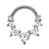 JC JEWELRY Children's Trendy Flower Moon Heart Waterdrop Septum Piercing Daith Conch Hoop Earring Clicker Segment Nose Ring 14K 1.2*6mm gray