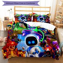 3pcs Astro Bot pattern bedding set duvet cover set includes duvet cover &pillowcases, perfect all season bedroom decoration & gift 135cmx200cm blue