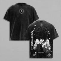Death Note grafinis marškinėlis suaugusiems L Lawliet spaudiniu Vyrams Moterims Laisvalaikio trumpomis rankovėmis Unisex Gatvės stiliaus Retro skalbti Anime marškinėliai Viršutiniai drabužiai S black
