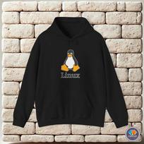 hoodie-Casual Pullover Sweatshirt Linux Tux M white