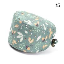 HeadCover Men Women With Sweatband Surgical Scrub Cap Pure Colour Cotton Hats Bouffant Hat 15 white