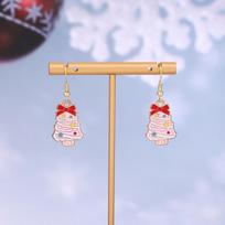 Festive Reindeer & Gingerbread Earrings: Christmas Cartoon Drip Oil Design white