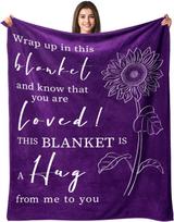 Get Well Gifts for Women  Inspirational Hug Blanket x Purple Sunflower  Perfect Thinking of You Gift for Mom Friend Sister 40x50in blue