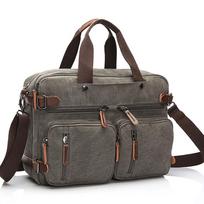 Hot Canvas Leather Travel Handbag Luggage Duffel Travel Tote Multifunction Shoulder Strap Bag pilka spalva