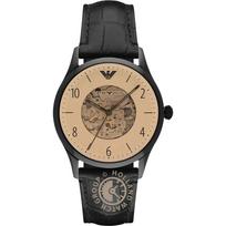 Emporio Armani Beta Large Brown Black Leather Men's Mechanical Automatic AR1923 ruda
