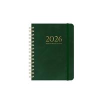A5 2026 Weekly Monthly Planner Calendar Self-fill Coil Schedules Notebooks PU Leather Cover with Strap Daily Planner Notepad žalia