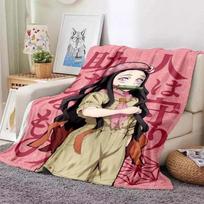 Kamado Nezuko Flannel Demon Slayer Blanket Washable Sofa Cover Hiking Picnic Fashionable Leisure Napping Throw Blankets Size: 75*100cm, Weight: 230 GSM black