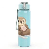 1PC Lazy Sloth Cartoon 750ml Color Plastic Sports Water Bottle Leakproof Flip Straw Lid Suitable for Sports Office Home Use tamsiai mėlyna