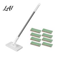 Click-grip Mop 39.4  Hands-Free Multi-Purpose Flat Mop Multifunctional Lazy with One-Click Cloth Ergonomic Grip Attachment 8 Reusable Clothes Ideal gray